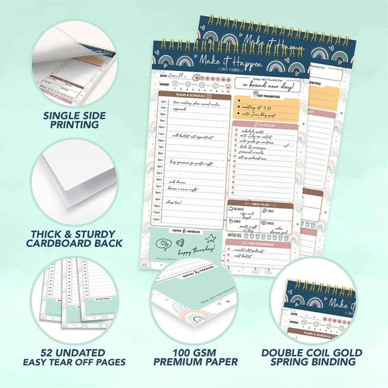 Twin Coil Binding Planner Persönliches Tagebuch undatierte Seite für die tägliche Planung