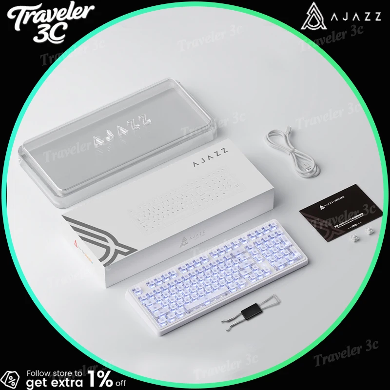 NEW Ajazz AK980 Max V2 Magnetic Switch Mechanical Keyboard Wired Hot Swap Custom Keycaps 8K 64K 0.08 Ms Esports Gaming Keyboard