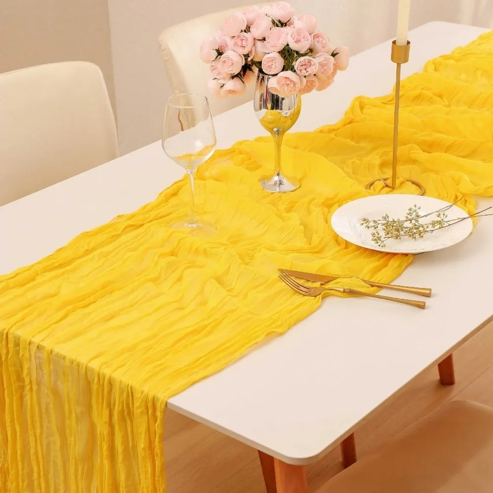 Gift Semi Sheer Cheesecloth Table Runner 35×70 Inch Polyester Gauze Table Cloth Boho Boho Table Flag Wedding