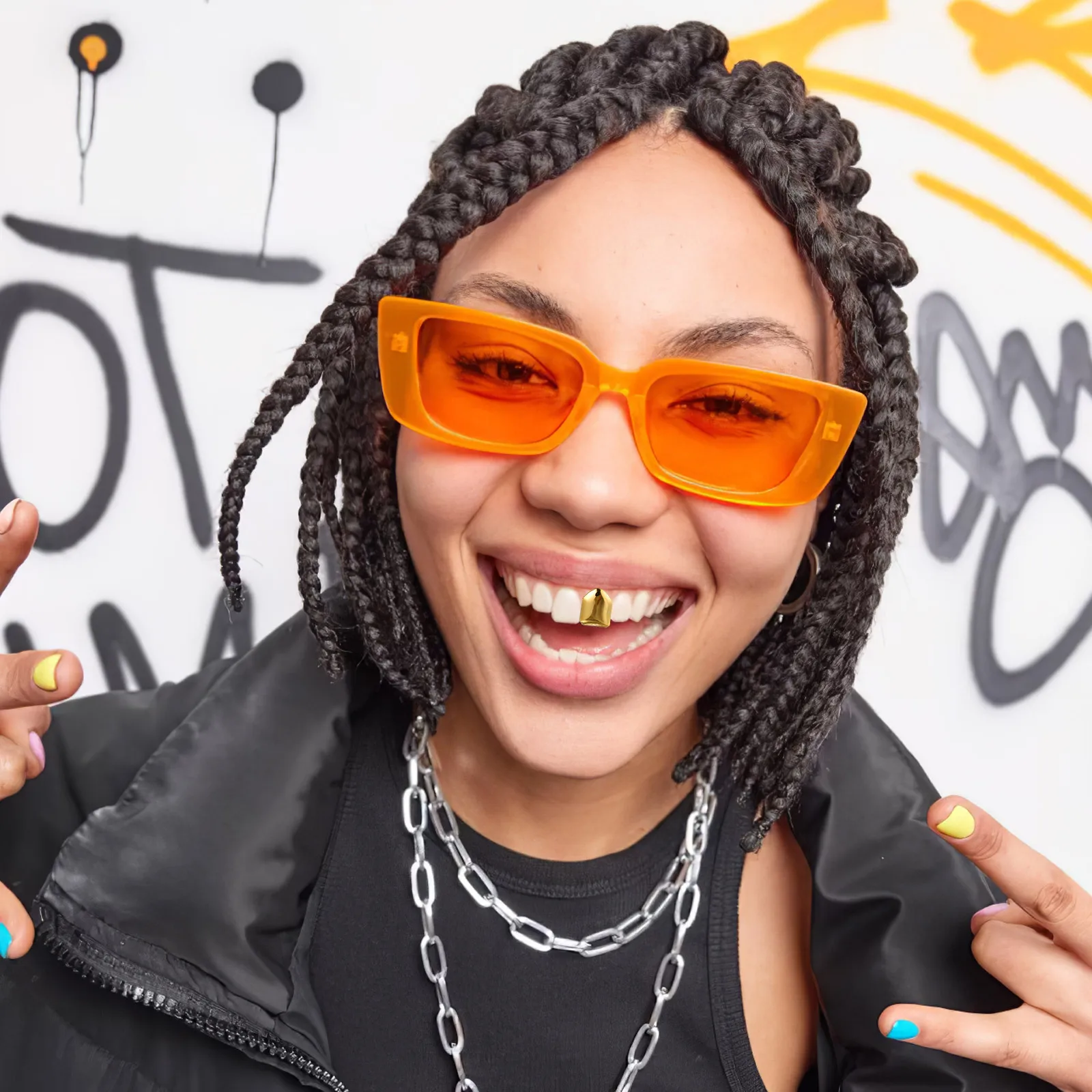 Capuchón Dental de Oro de 14K, Chapado en Oro Sin Níquel, para una Sola Dentadura, Estilo Hip-Hop, Accesorio de Moda, Cuidado Bucal