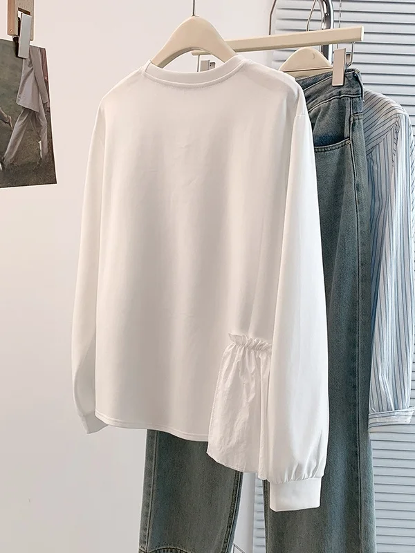 Casual Large Size Sweatirt T-irt Base Layer Design Sense Faionable Autumn Winter New Sle plus Size Women's Clothing