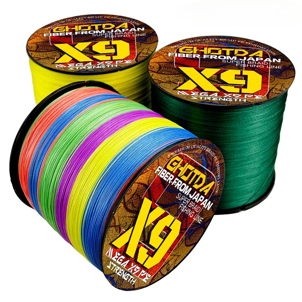 Ghotda X9 Braided Fishing Line 300M 500M 9 Strands Multifilament Carp Fishing Multifunction PE Fishing Line for 20-80LB Pesca