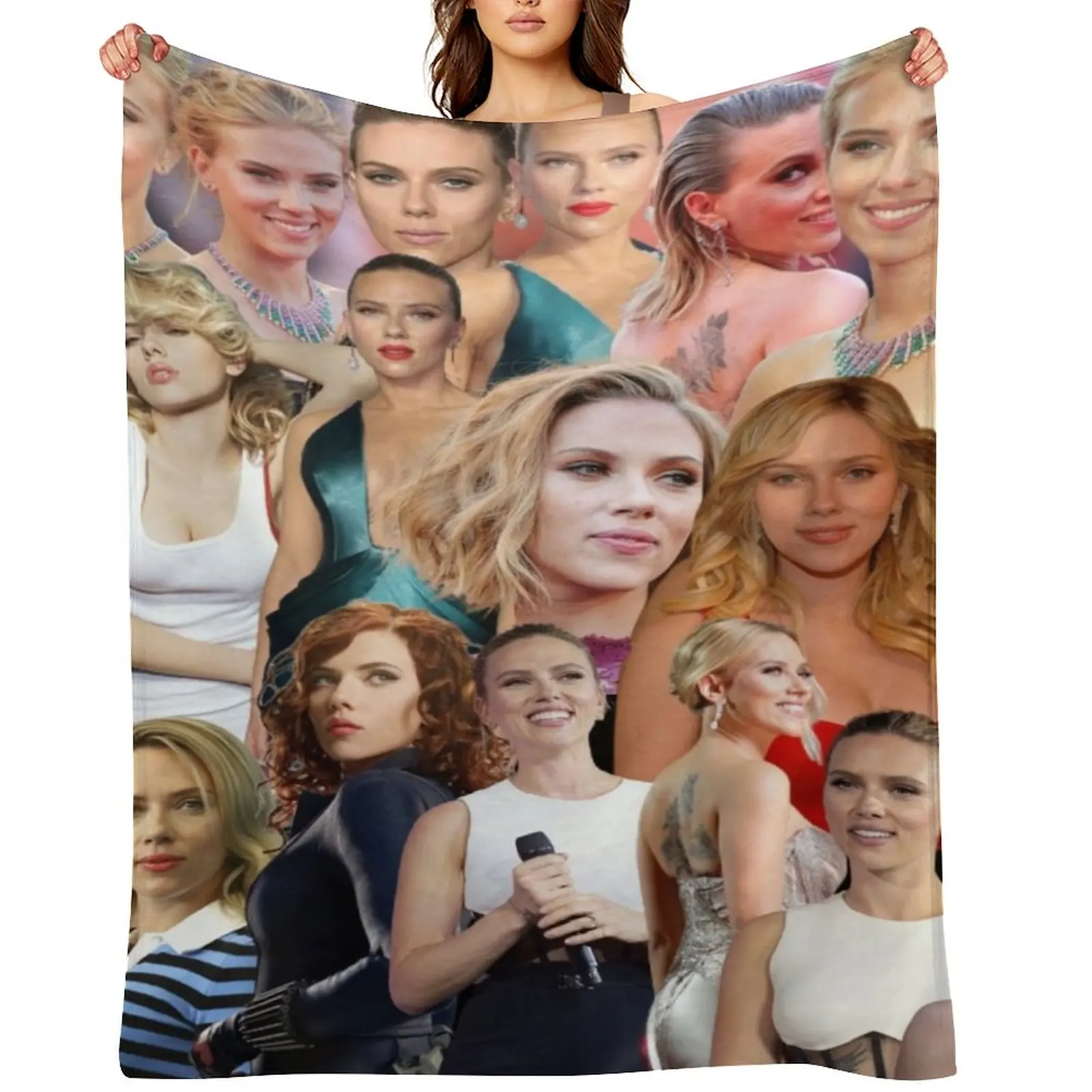 

scarlett johansson collage Throw Blanket Decoratives Beach Blankets Sofas Of Decoration heavy to sleep Blankets