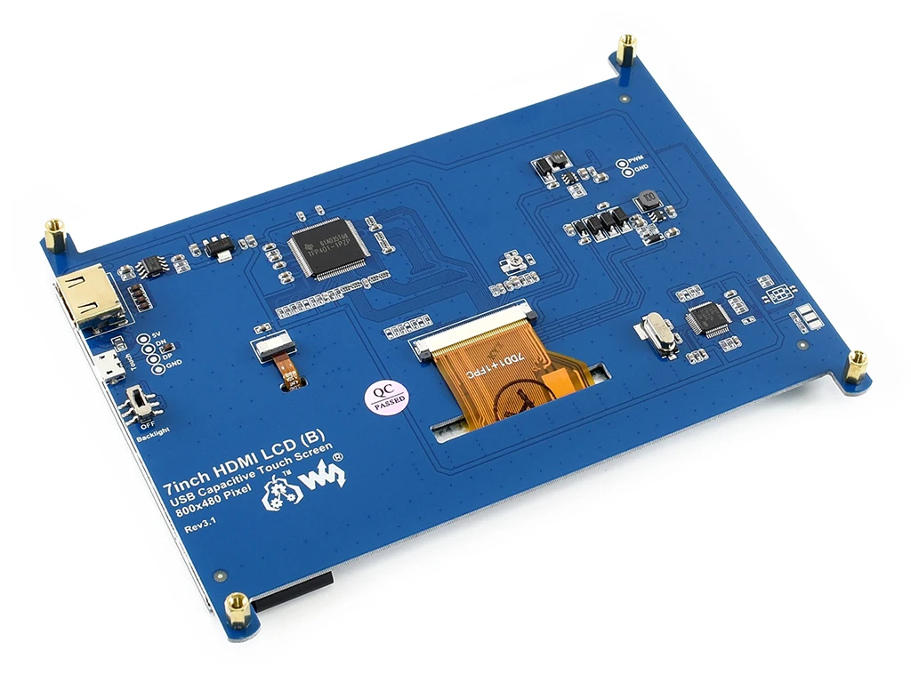 

7-дюймовый емкостный сенсорный ЖК-экран (B), 800×480, HDMI, низкая мощность, поддерживает все версии Raspberry Pi/PC