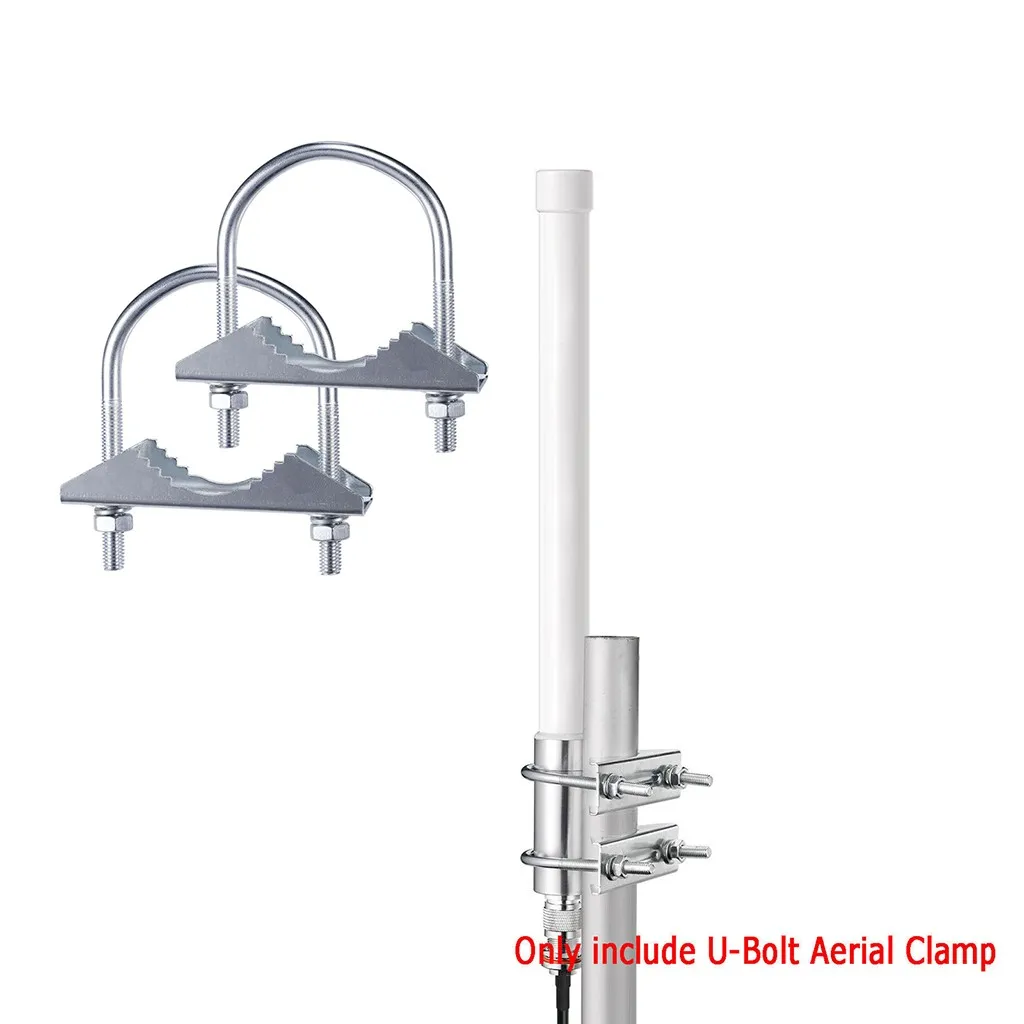 Fissaggio di bulloni a U industriali in metallo (ferro) tono argento Codice clip per antenna da 2 pezzi per albero/tubo/tubi/polo resistente