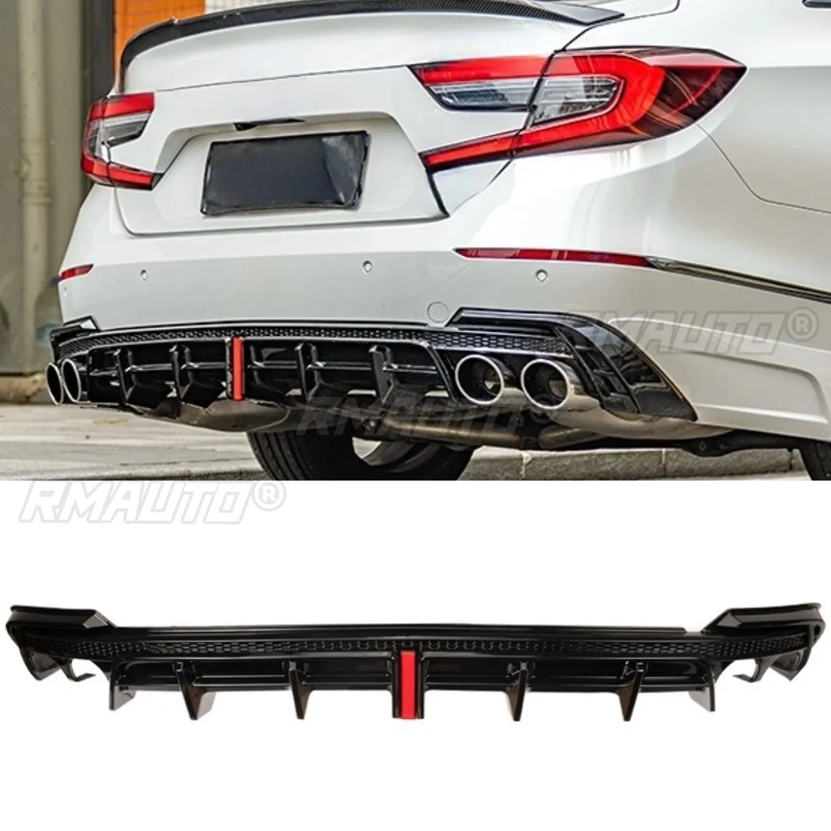 Car Rear Bumper Lip Car Exhaust Pipe Tail Throat Rear Spoiler Body Kit For Honda Accord Inspire AK 2018-2022 Accessories