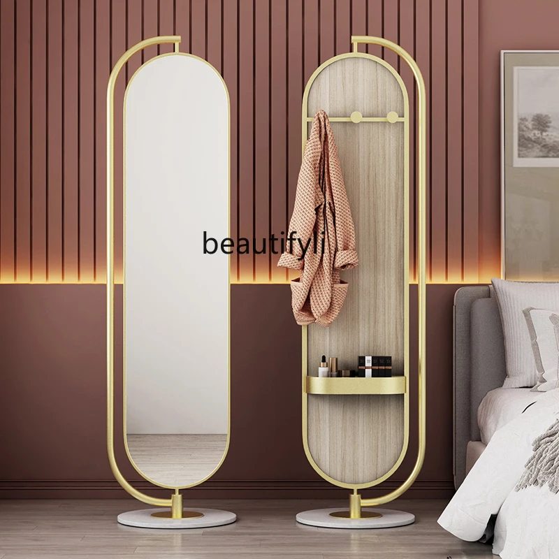 

zqLight Luxury Rotating Floor Mirror Bedroom and Household Full-Length Mirror with Hanger Clothes Storage