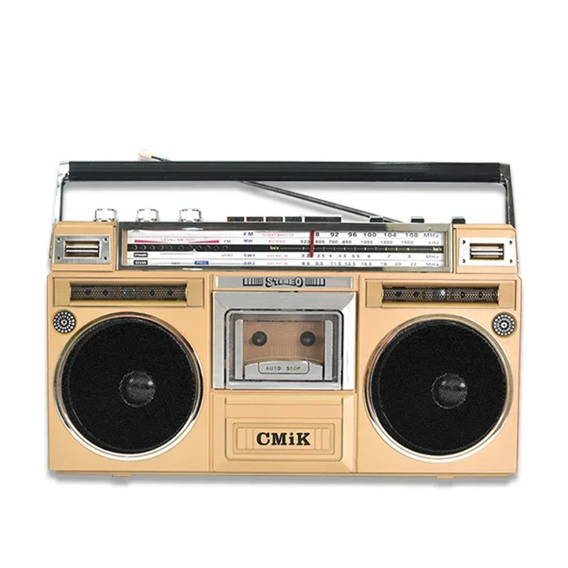 

Retro radio stereo old-fashioned tape Bluetooth portable recorder cassette recording two-channel playback U disk transcription