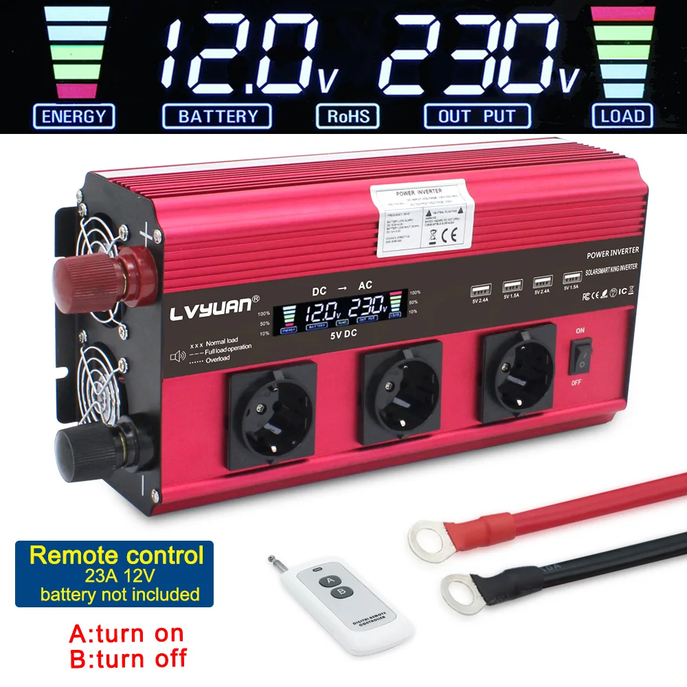 12000W Inverter 12v 220v Car inverter 3 Socket EU LCD Large Power Inverter Soler Power Inverter  Car Ac 220v Converter  Inverter