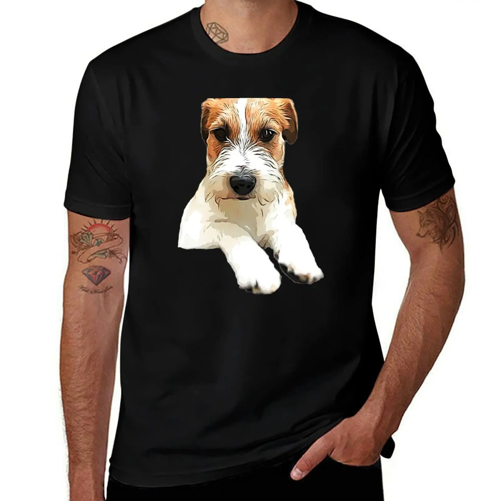 

t Rough T-Shirt cotton summer man plain Cuteness graphic man Terrier for t package t-shirt shirt shirts man Jack black Russell