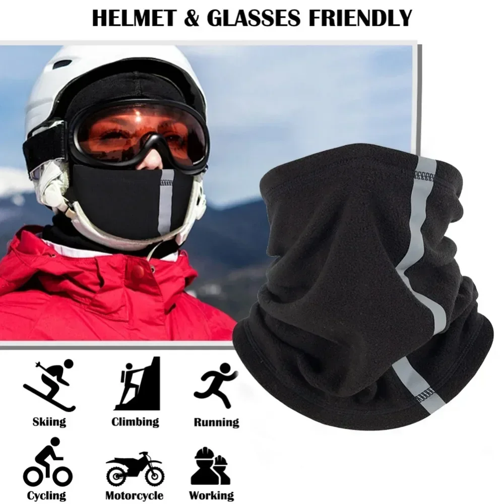 Outdoor Winter Warm Fleece Neck Scarves Reflective Skiing Neck Cover Mask Motorcycle Half Face Mask Scarf Riding Biker Windproof