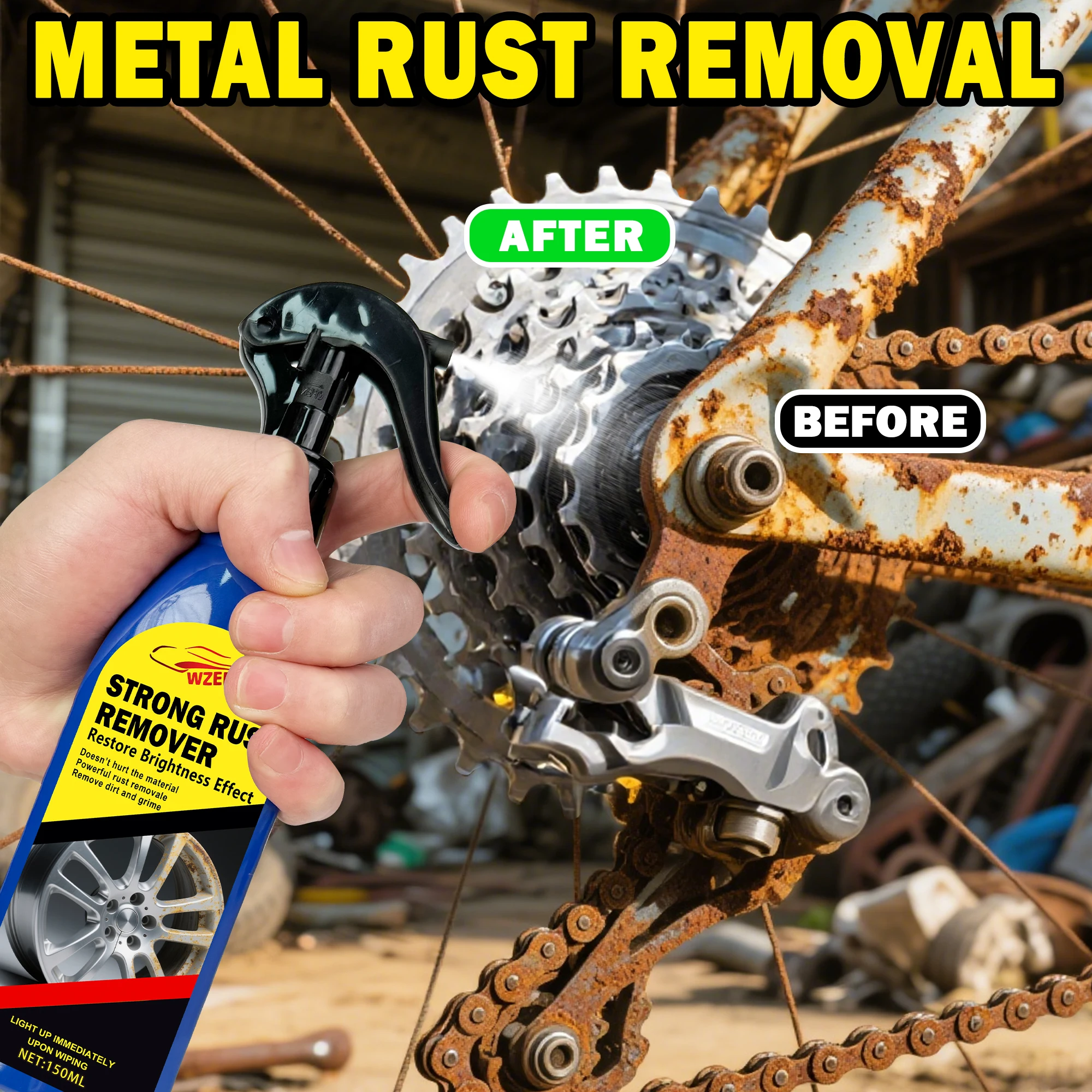 بخاخ مزيل الصدأ التلقائي - يزيل بقع الصدأ بشكل فعال من مقابض أبواب السيارة وأطراف العادم والمصابيح الأمامية