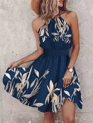 Summer Sexy Halter Mini Dress Women Fashion Elegant Sleeveless Beach Party Casual Dresses Lady Y2k New Off Shoulder Vestidos