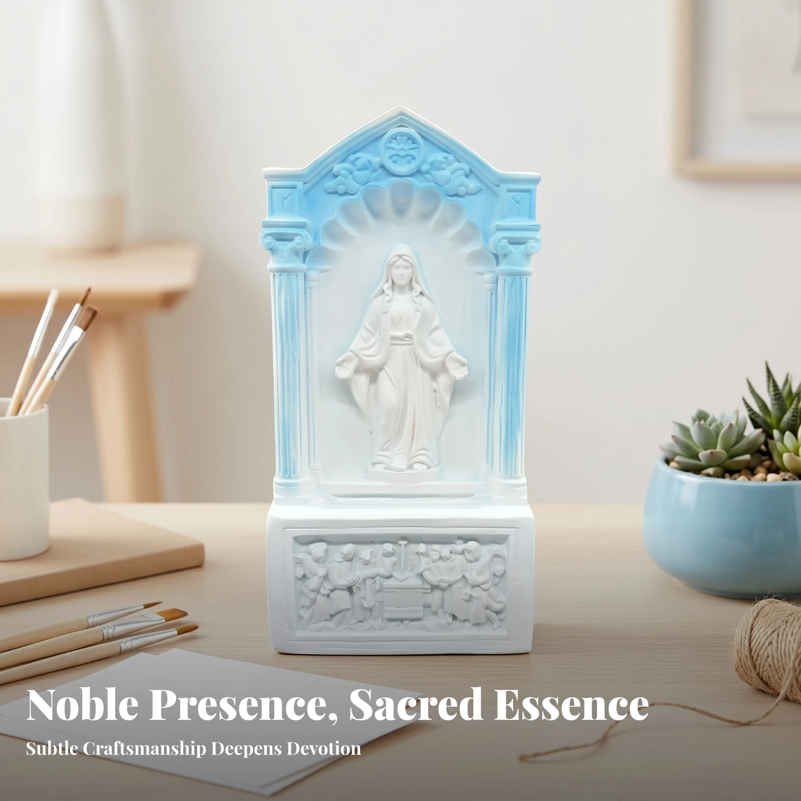 Picture 5: Resin Figurine Arched Frame Display Figurine Home Decor Decorative for Prayer Room