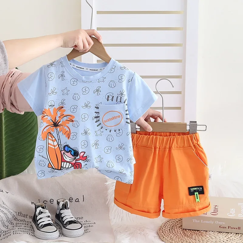 

New Summer Baby Girls Clothes Suit Children Boys T-Shirt Shorts 2Pcs/Sets Kids Clothing Infant Casual Outfits Toddler Tracksuits