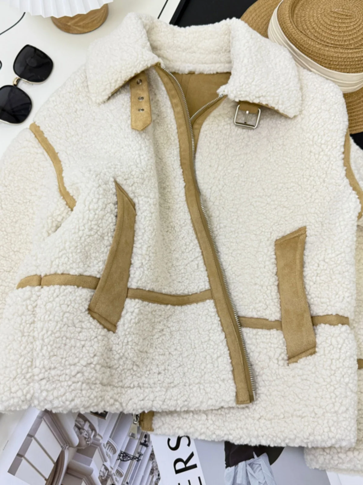 Z Series Wood Giant 599 Thiened Warmth Leather Fur eepskin Velvet Motorcycle Sle Jaet Outerwear Women's Faion