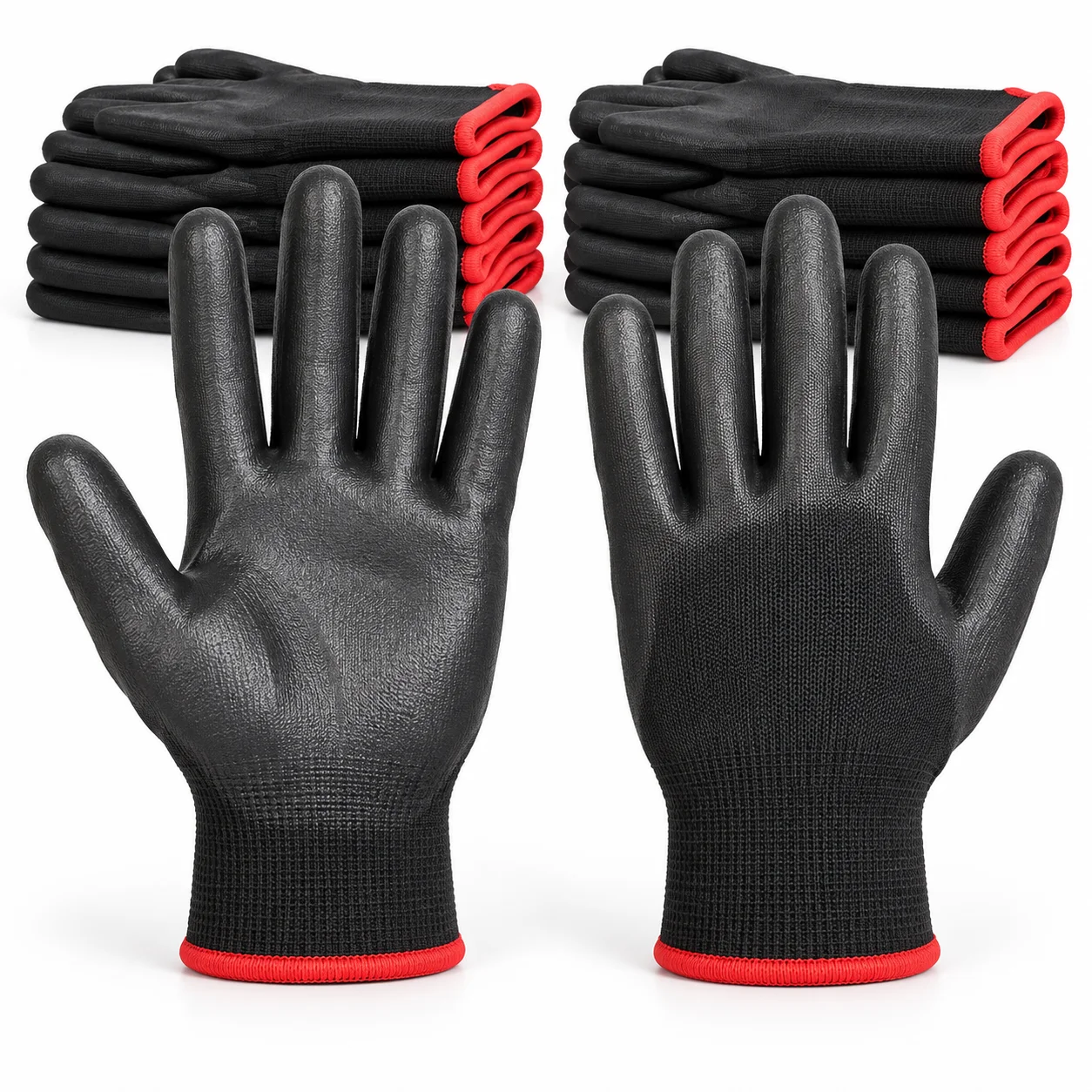 4/16/24PCS Black Work Gloves Coated Gloves Knitted Safety Gloves Grip Gloves Gardening Gloves Handling Gloves Labor Gloves