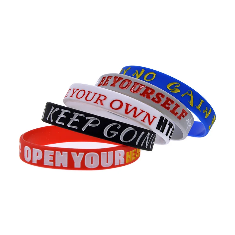 1 PC Inspirational Silicone Wristband for Sports Open Your Heart No Effory No Gain