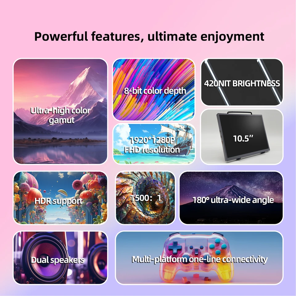ZSUS 10.5-Inch Portable Monitor 1280P 100%sRGB 15:10 Low Blue
