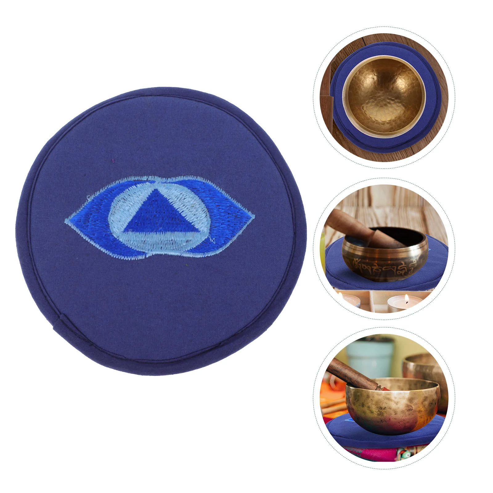 

Buddha Sound Mat Small Sound Bowl Cushion Religious Singing Bowl Pad Embroidery Craft Rounded Cushion Buddhist Ritual