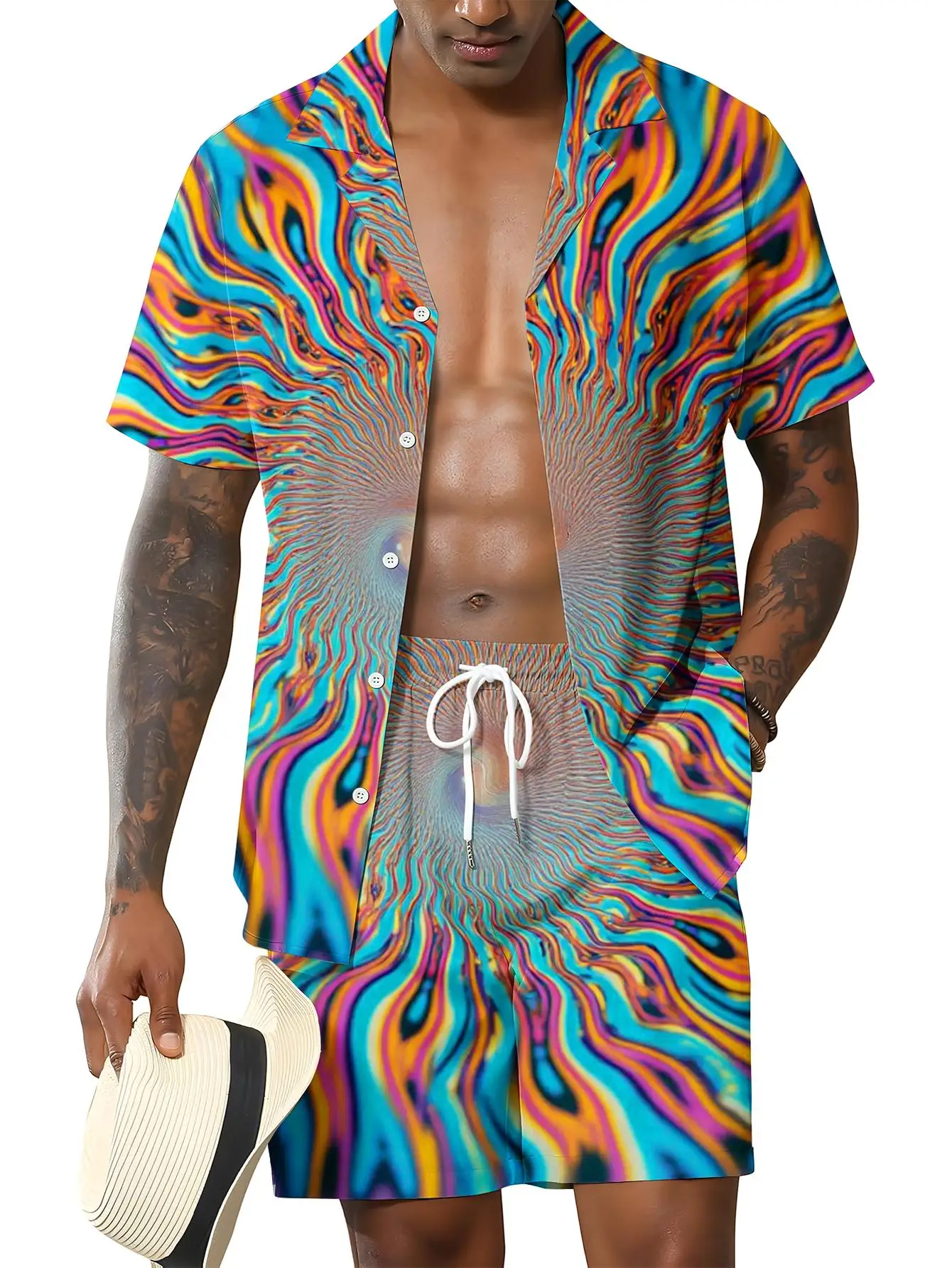 Men's Shirt Sets 2026 Spring/Summer Graphic Suit for man men's chandals drip clothing jogging set 3D Printed jogging suit