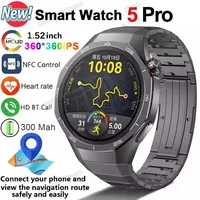 Nuevo Reloj Inteligente 5 Pro para Hombre, Pantalla AMOLED HD, GPS, Frecuencia Cardíaca, Llamadas Bluetooth, Resistente al Agua IP68, Regalos para Hombre