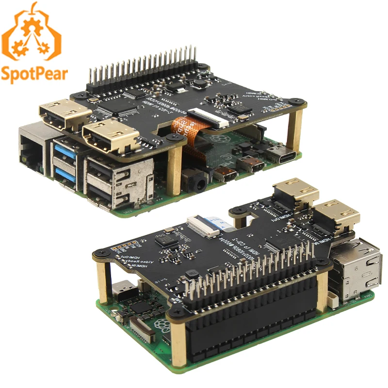 

X1301 Raspberry Pi 5 HDMI-CSI-2 Shield 1080P при 60 кадров в секунду, аудио и видео также для 4B/3B