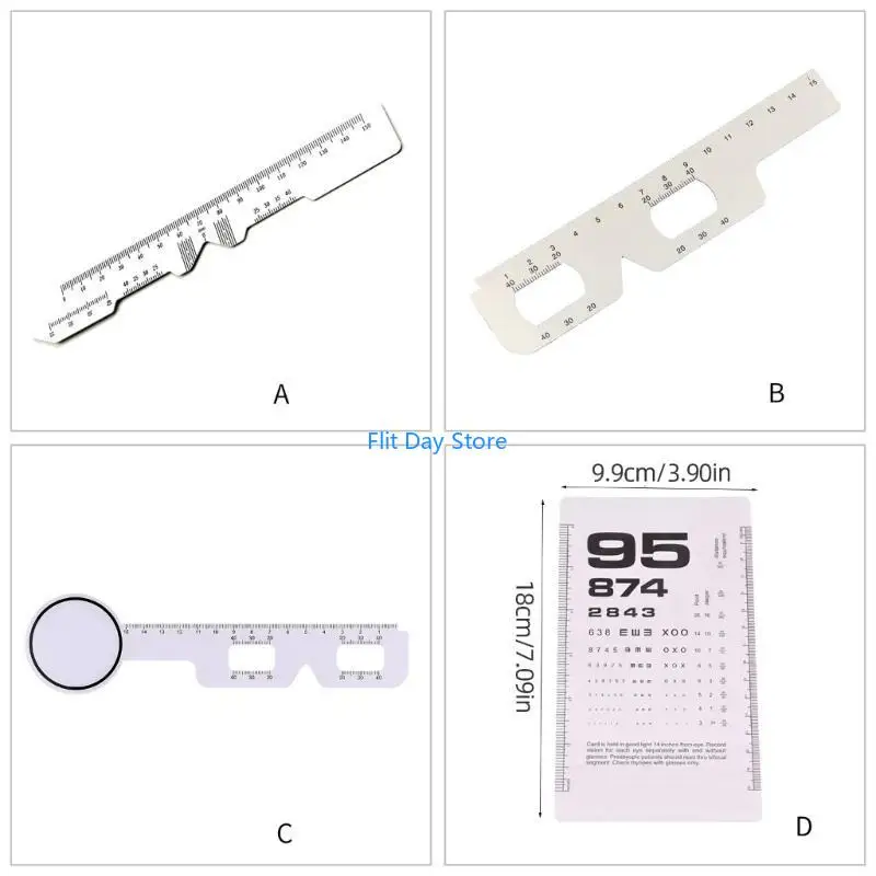 F92C PD Rule Ruler Eye Chart Eye Occluder Pocket Double Side Eye Test Eye Test Test Test