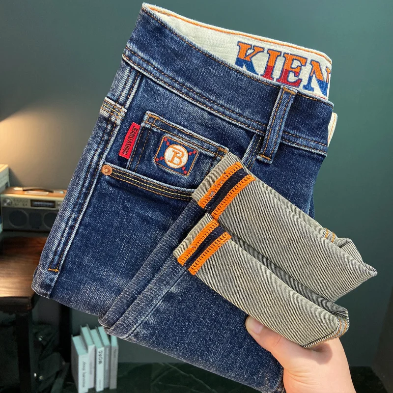 

Мужские джинсы 2026 года: новая осенняя коллекция, универсальные, модные, повседневные, простые, высококачественные, трендовые, облегающие, легкие, люксовые, длинные брюки