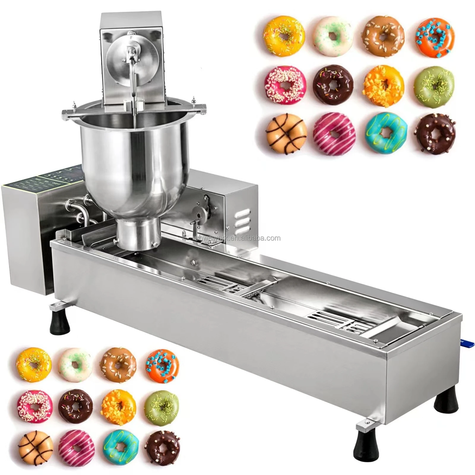 

WeWork Commercial Automatic Donut Making Machine Single Row Auto Doughnut Maker with 3 Sizes Molds 304 SS Auto Donut Machine