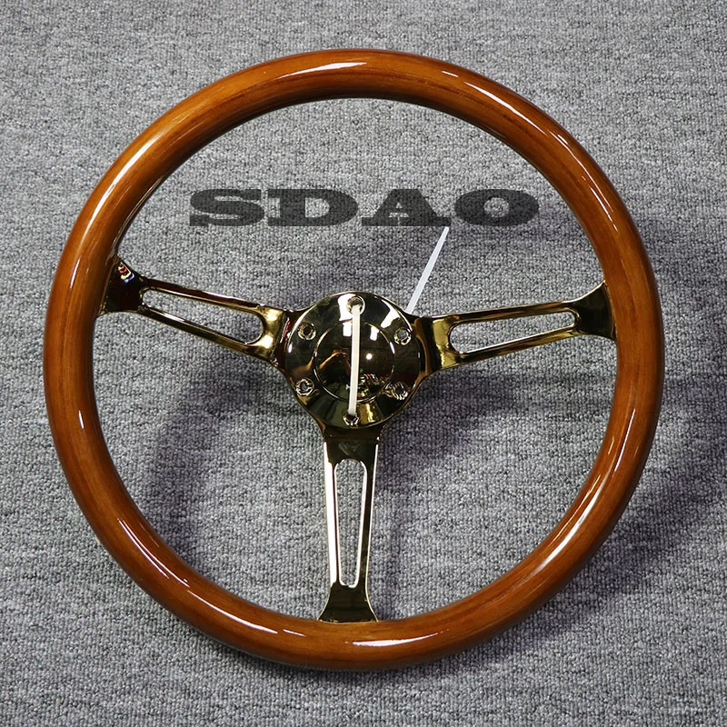 Racing Universal 380mm/15in Classic Steering Wheel Imitation Wood Materia Sport Wooden Steering Wheel