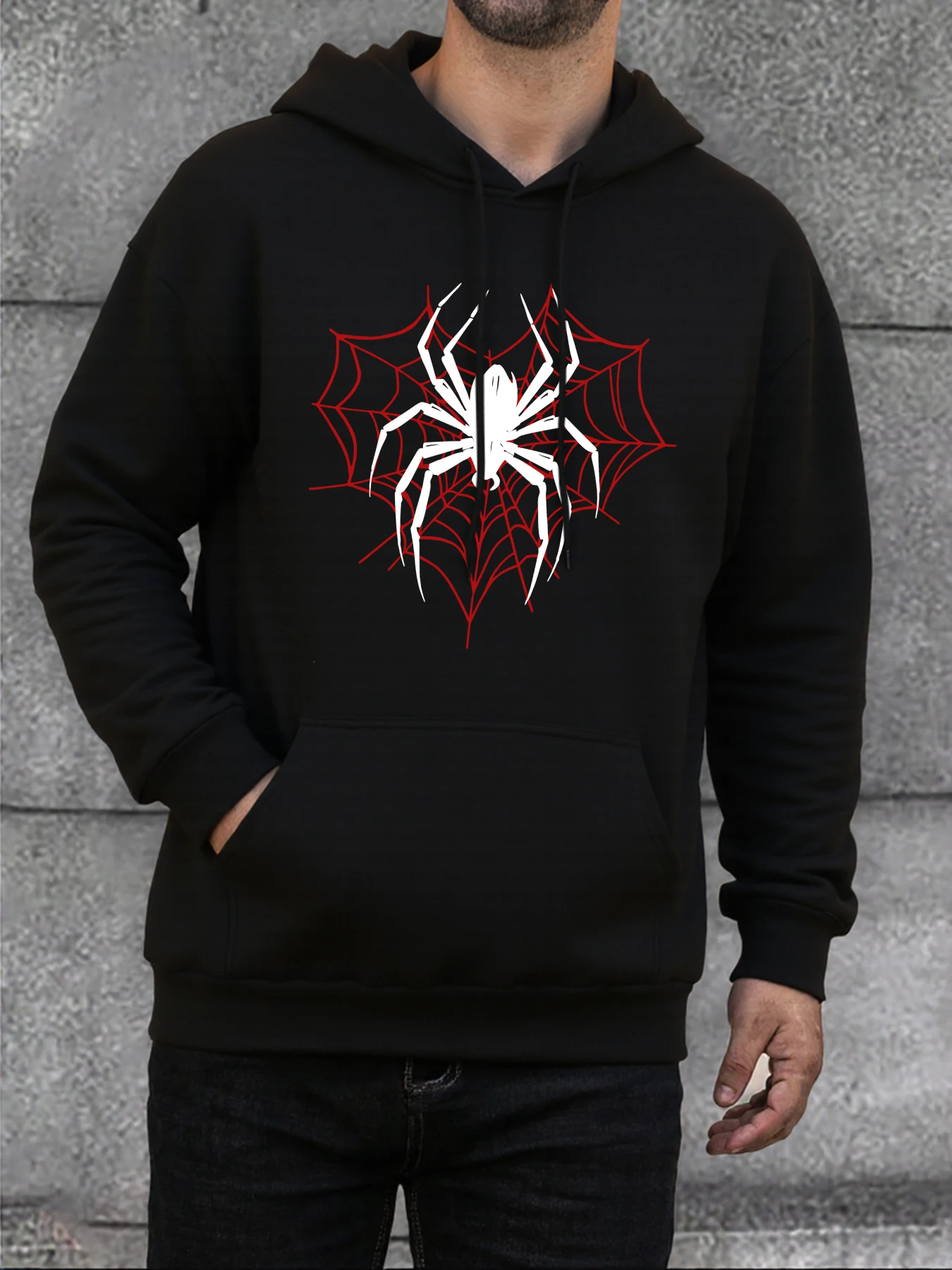 

Мужские толстовки с принтом «Пауки на паутине», модная повседневная толстовка с капюшоном, классическая свободная толстовка, осенний теплый пуловер в стиле хип-хоп, мужские топы