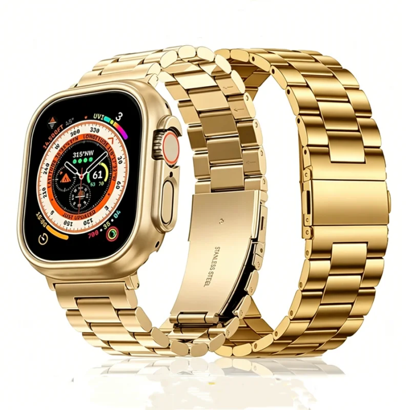 Edelstahl-Goldarmband für Apple Watch Band 45mm Ultra 49mm 41mm 40mm 44mm 46mm Armband für iWatch Series 11 10 42mm
