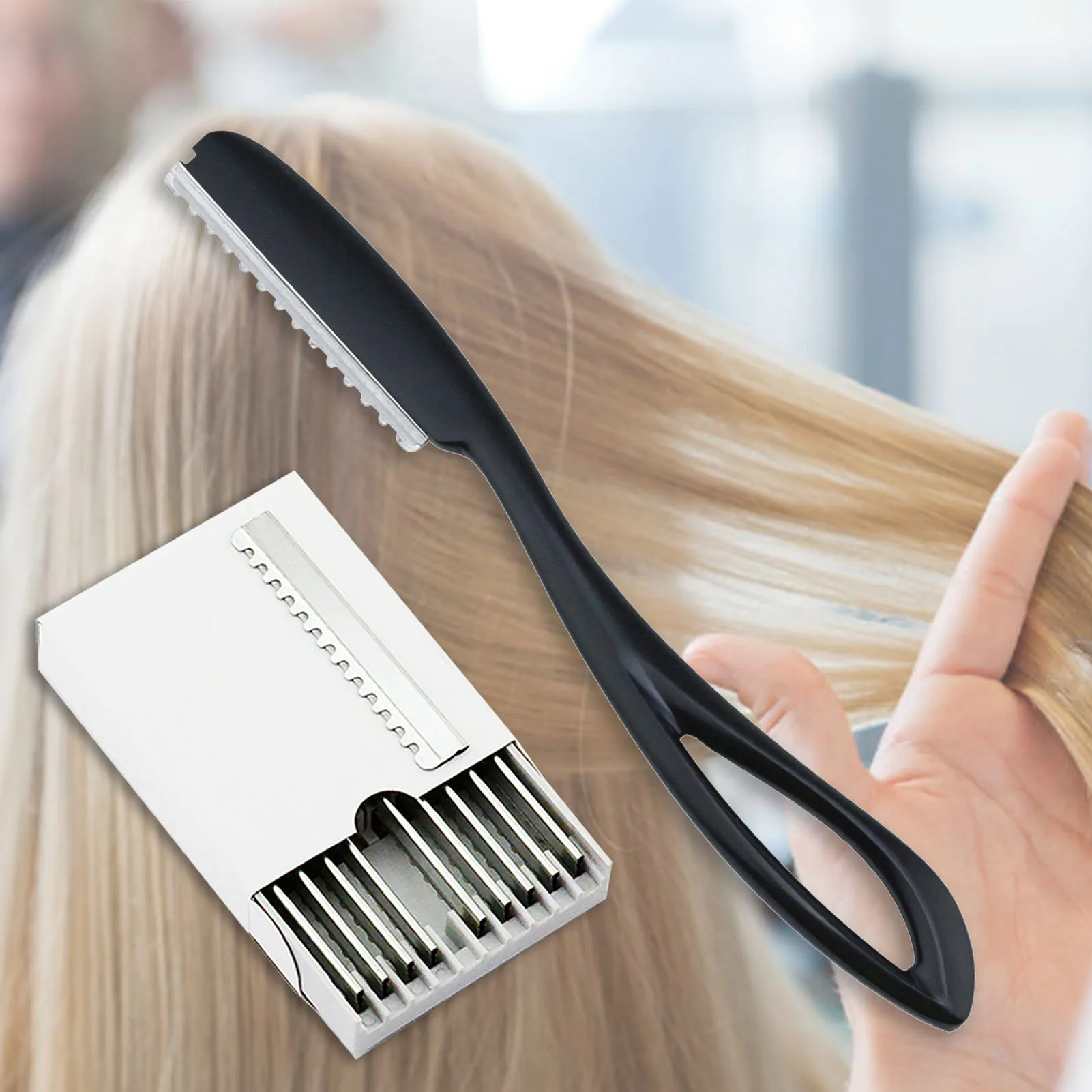 이발사 내부 얇은 면도기, 안전 미용 면도기, 살롱 헤어 커팅 나이프 면도, 블레이드 자석 10 개, 1 개