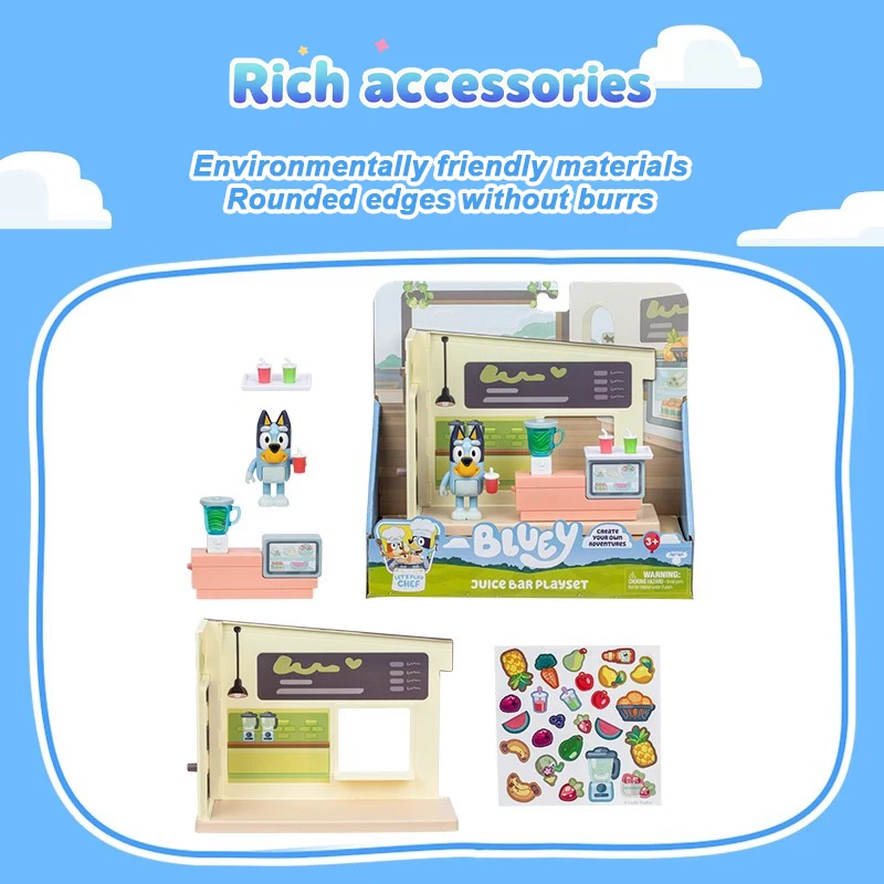 Zestaw Sklep z Napojami Bluey Model Sceny z Kreskówki Zabawka Interakcja Rodzic-Dziecko Prezenty dla Dzieci Figurka Anime Model Lalki Zestaw do Składania