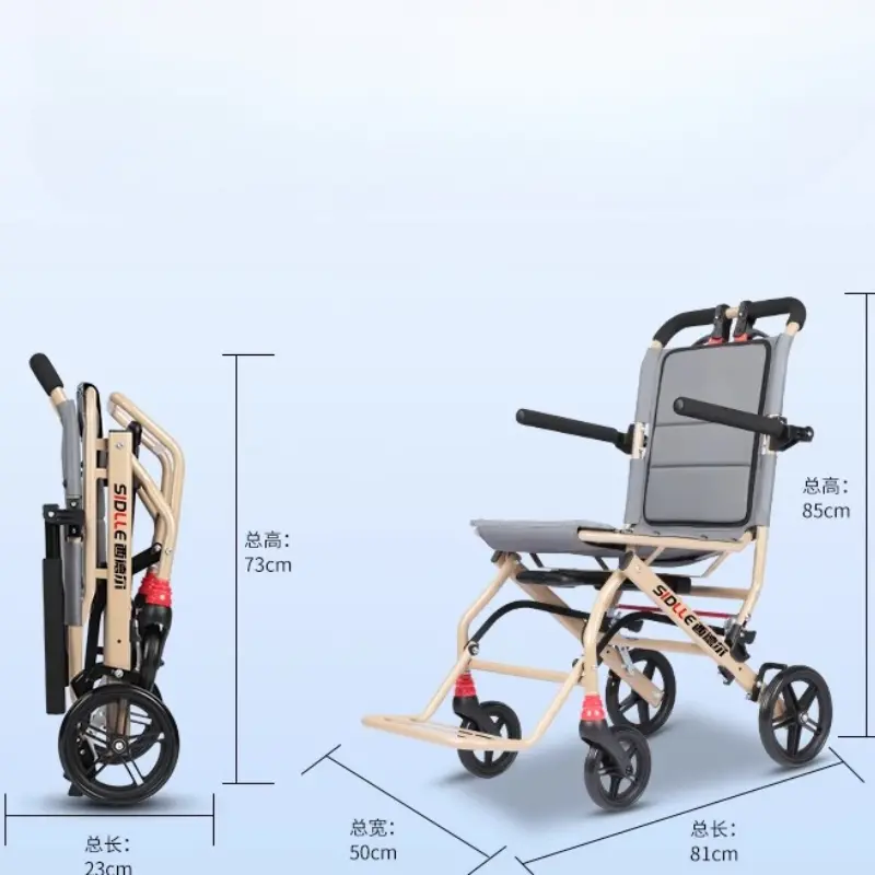 Ultralight Wheelchair Foldable Travel Chair Aluminum Mobility Aid Portable Transport Chair with Solid Tires for Airplane - Image 4