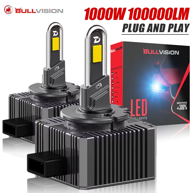

2PCS Upgrade D1S D3S 100000LM LED Car Headlight High Power 1000W Headlamp 6500K D2S D4S D8S D5S Bulb U Copper Tube Auto Lamp