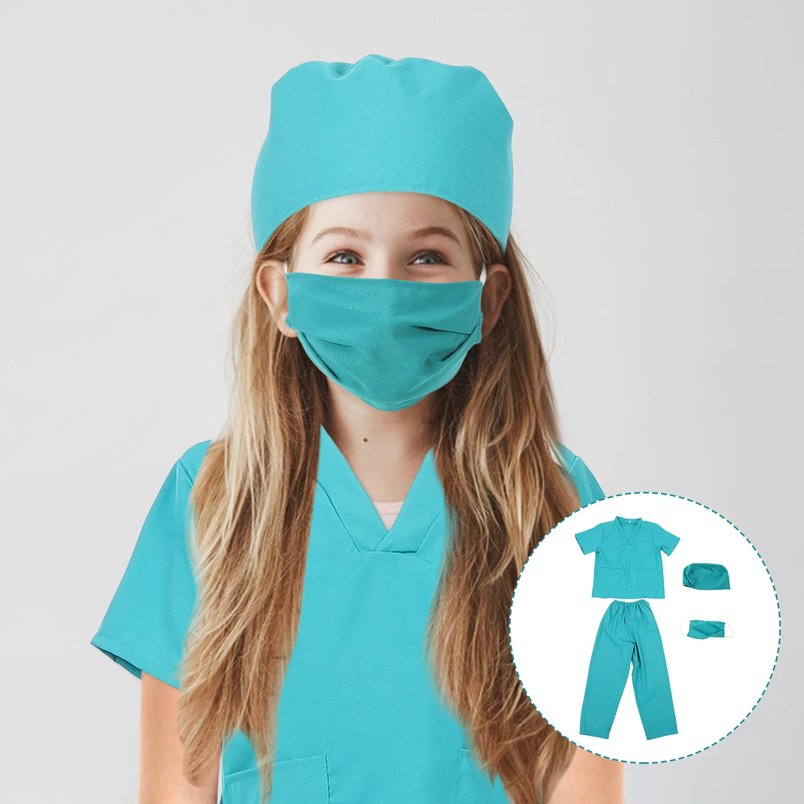 

1 Set Kids Doctor Role Play Costume For Birthday Party Performance (Suitable 130-140Cm) Cotton Breathable Cosplay Doctor Suit