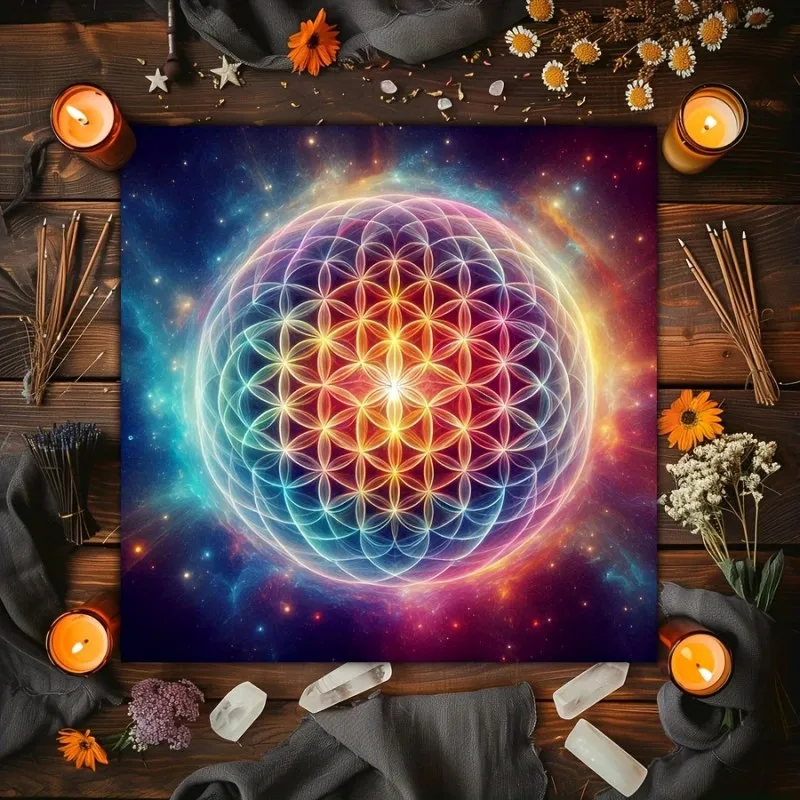 VIKAMA The Galactic Chakra Tree Of Life Tarot Divination Cloth Is Suitable For Divination, Astrology And Oracle Cards