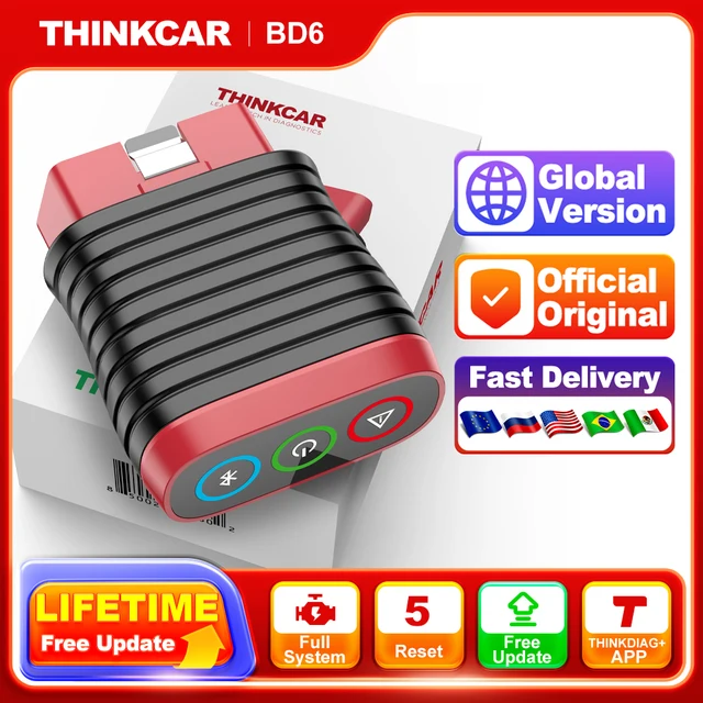 THINKCAR BD6 Skaner OBD2 Pełna diagnostyka systemu OLEJ IMMO ETS PUSTKA Resetowanie hamulca Dożywotnia bezpłatność Wszystkie samochody samochodowe za pośrednictwem aplikacji THINKDIAG
