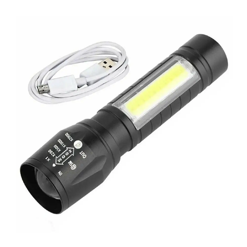 Portable 1200mAh LED Stainless Steel Light Mini Light 500m Focus 3-in-1 Flashlight Portable Outdoor Flashlight