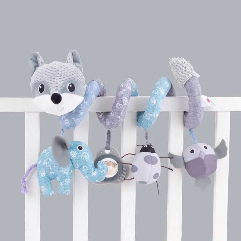 Cartoon Wind Chime for Baby Stroller, Elefante Raposa Bonito, Pingente De Música, Calmante, Bed Around, Plush Pendant Toys