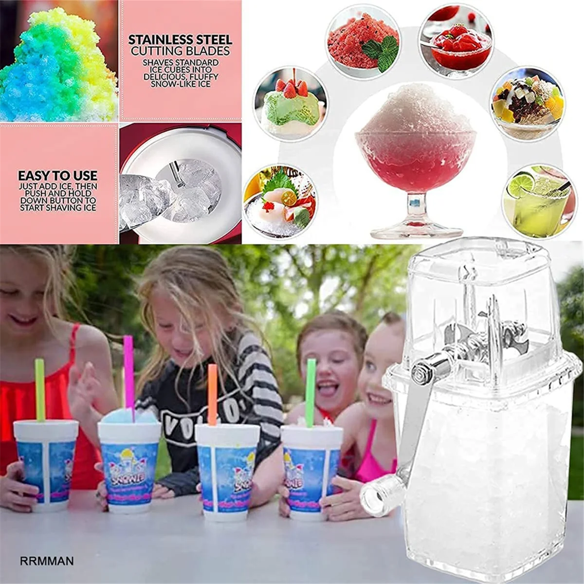 

AT16 Ice Crusher Manual Rotary Ice Crusher Cocktails Machine Ice-Cube Crushed Smoothies Ice Crusher Machine Home A