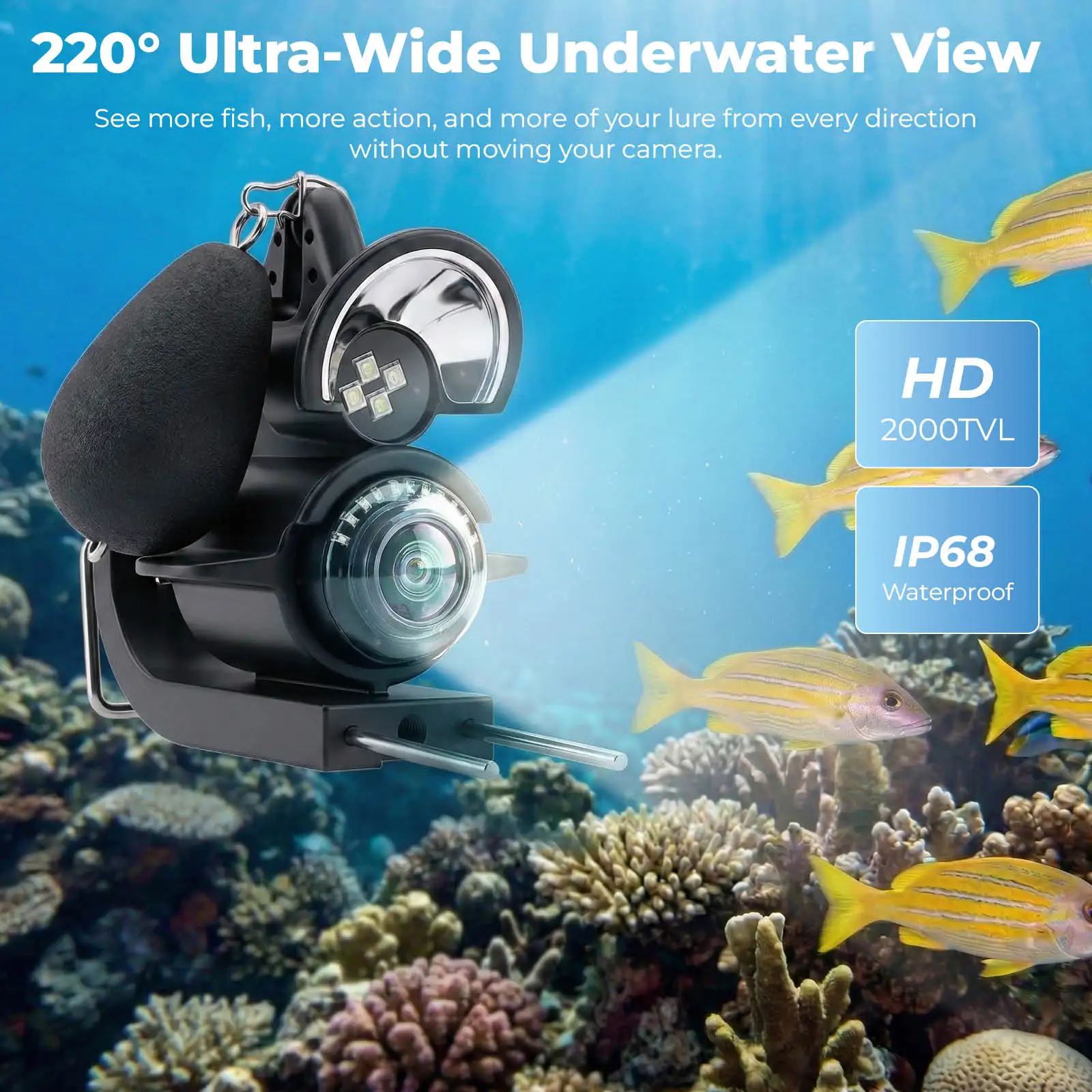 Portable Underwater Visual Fish Finder 4.3" LCD Monitor HD Fishing Camera IP68 Waterproof with IR Night Vision for Ice/Boat/Rive - view 3
