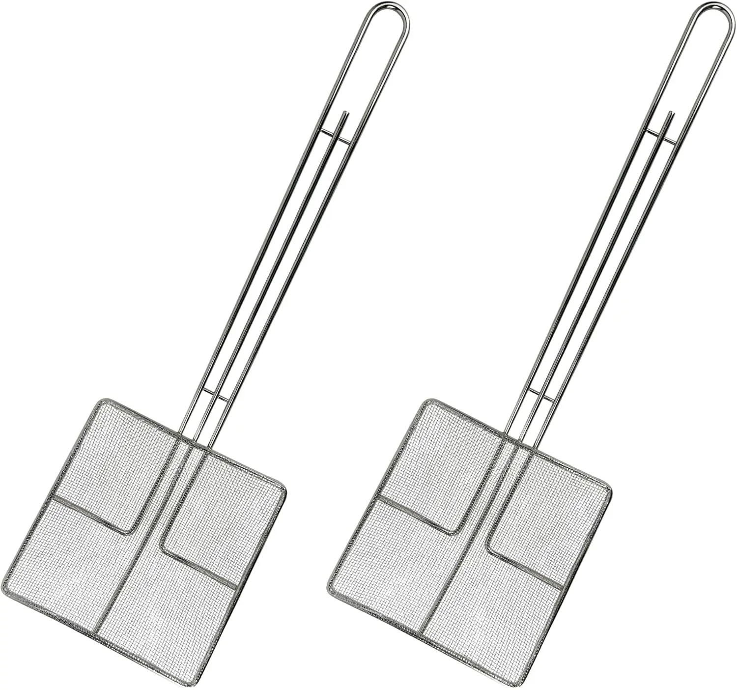 

Wire Mesh Strainer with Long Handle | 2-Pack | 6.5" Square Frying Spoon | Cooking Oil Strainer for Deep Fryer & Professi