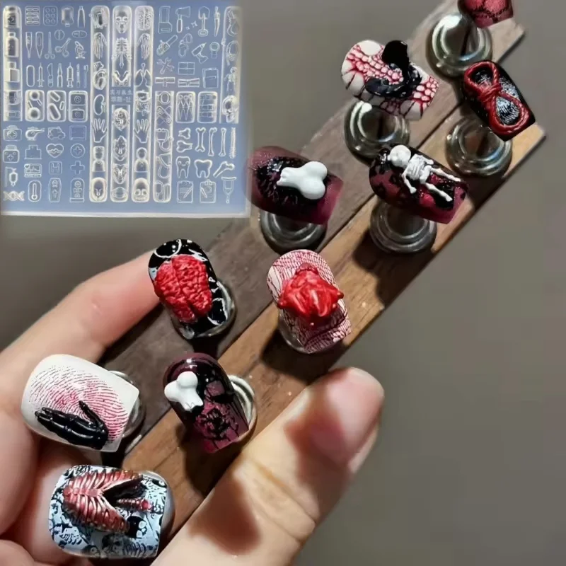 1 Stück Silikon-Nagelform, Cyberpunk, kleiner Arzt, Spielzeug, dunkle Schlange, Vorlage, exquisite dreidimensionale Dekoration, DIY-Nagelform – Detail 1