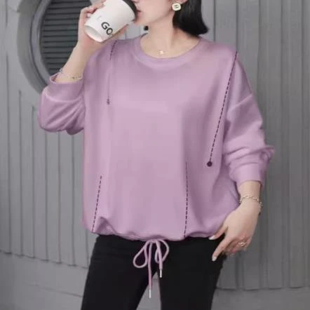 

autumn women purple sweatshirts lady cotton simple tops spring women brown cloth