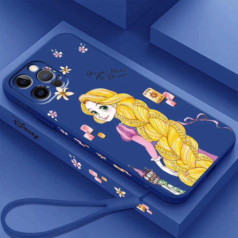 Princess Tangled Rapunzel Liquid Left Rope For Apple iPhone 15 14 13 12 11 XS XR X 8 7 SE Pro Max Plus Mini Funda Phone Case