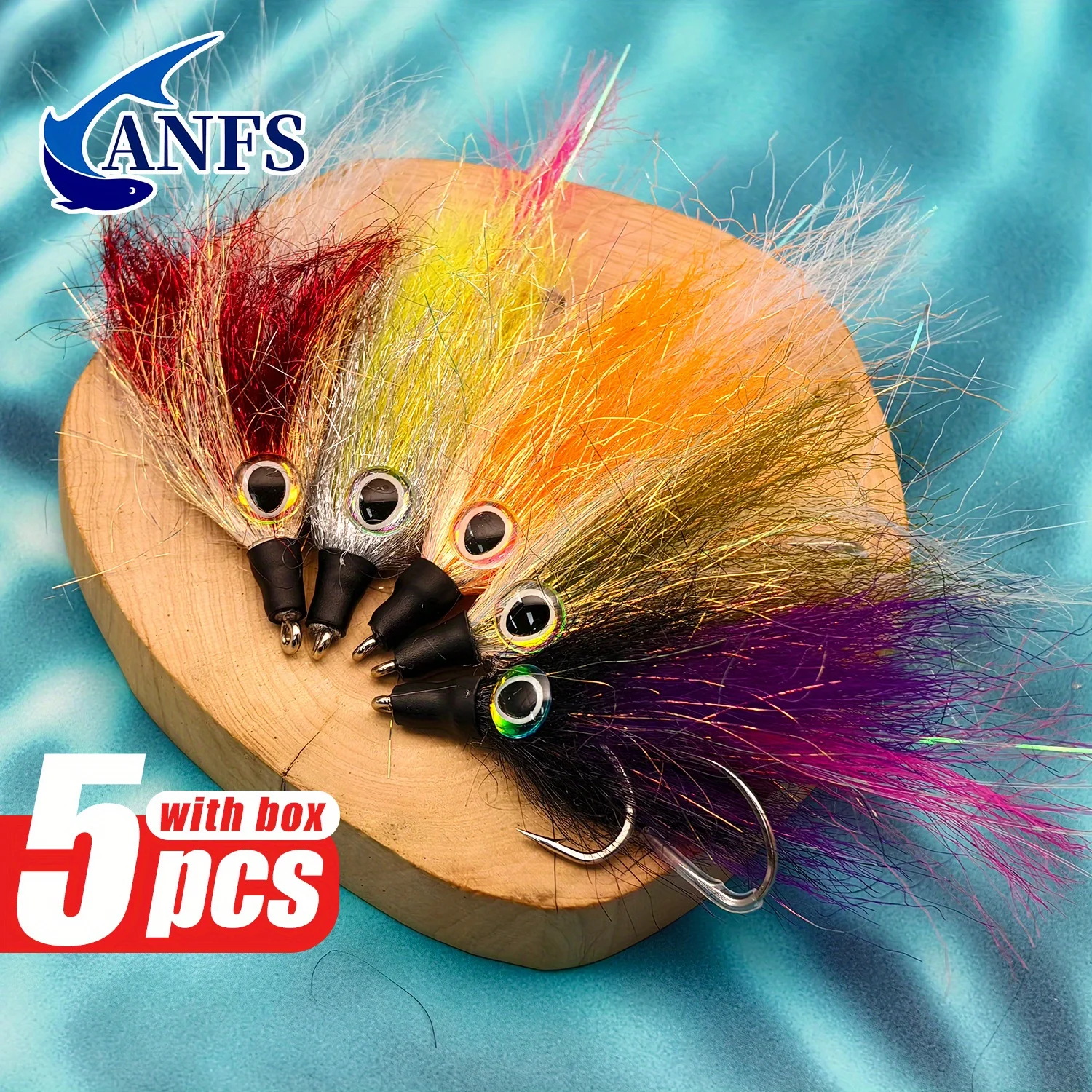 ANFS 5개입 수제 대형 스트리머 플라이 - 벨트 루어 트레발리, 퍼치, 송어 바다 낚시 인조 미끼에 적합