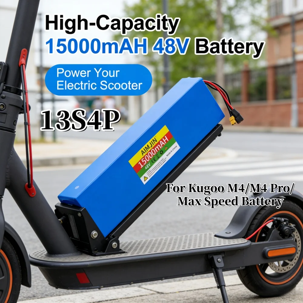 

18650 Lithium-Ion 13S4P Battery Pack 48V 15000mAh with BMS for Citycoco 54.6V Scooters High Capacity Electric Vehicle Battery